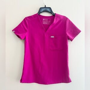 FIGS Catarina One-Pocket Scrub Top, Pink Raspberry Sorbet PO# 2525, XXS